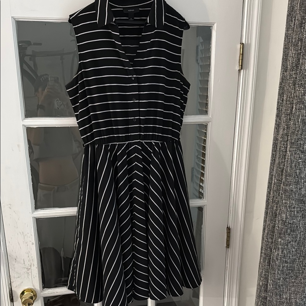 Alfani Sleeveless Black and White Midi Dress